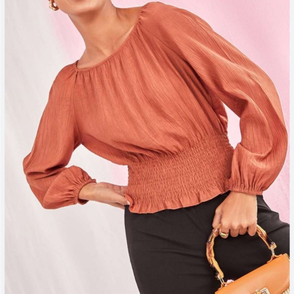 Marc New York Pink Relaxed Ruffled Long Sleeve Blouse size M/L